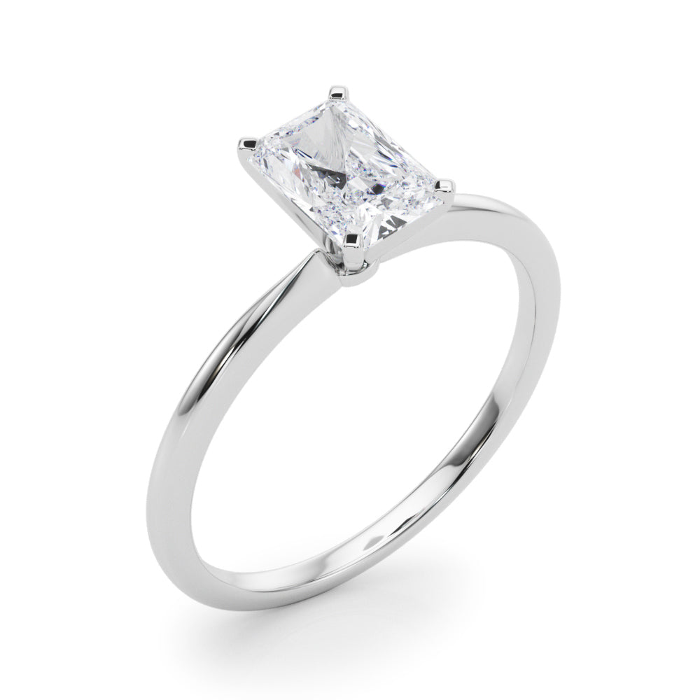 LUMEO Radiant Solitaire Diamond Engagement Ring Angle View in Platinum 