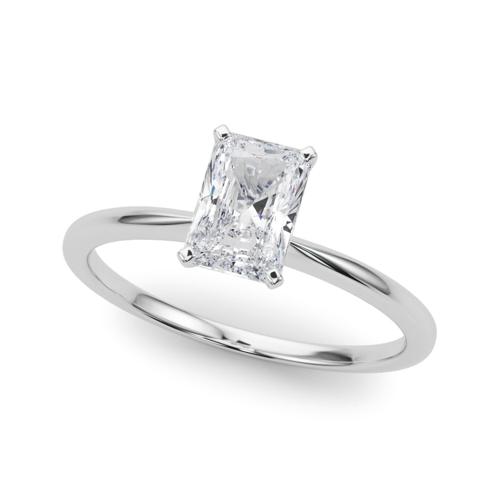 LUMEO Radiant Solitaire Diamond Engagement Ring Front View in Platinum 