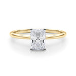 LUMEO Radiant Solitaire Diamond Engagement Ring Set in 18k Solid Yellow Gold 