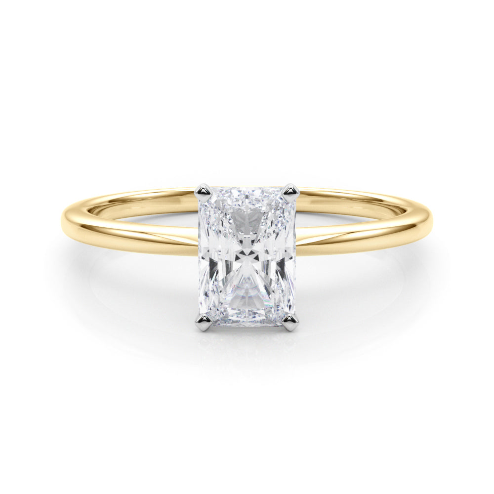 LUMEO Radiant Solitaire Diamond Engagement Ring Set in 18k Solid Yellow Gold 