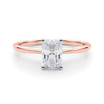 LUMEO Radiant Solitaire Diamond Engagement Ring Set in 18k Solid Rose Gold 