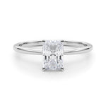 LUMEO Radiant Solitaire Diamond Engagement Ring Set in Platinum 