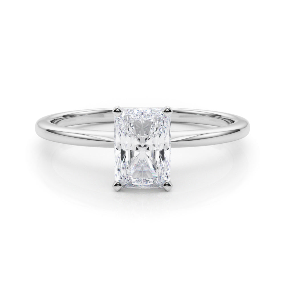 LUMEO Radiant Solitaire Diamond Engagement Ring Set in Platinum 