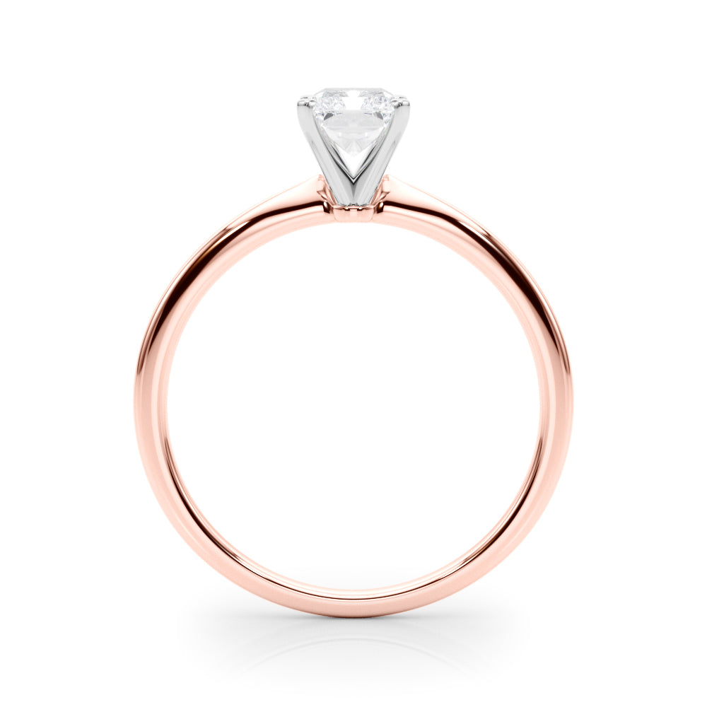 LUMEO Radiant Solitaire Diamond Engagement Ring Side View in 18k Solid Rose Gold 