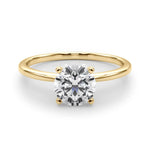 LUMEO Round Solitaire Diamond Engagement Ring Set in 18k Solid Yellow Gold 