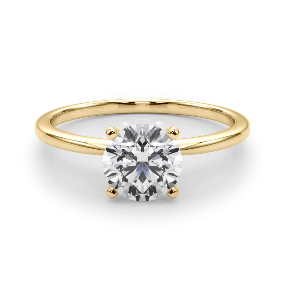 LUMEO Round Solitaire Diamond Engagement Ring Set in 18k Solid Yellow Gold 