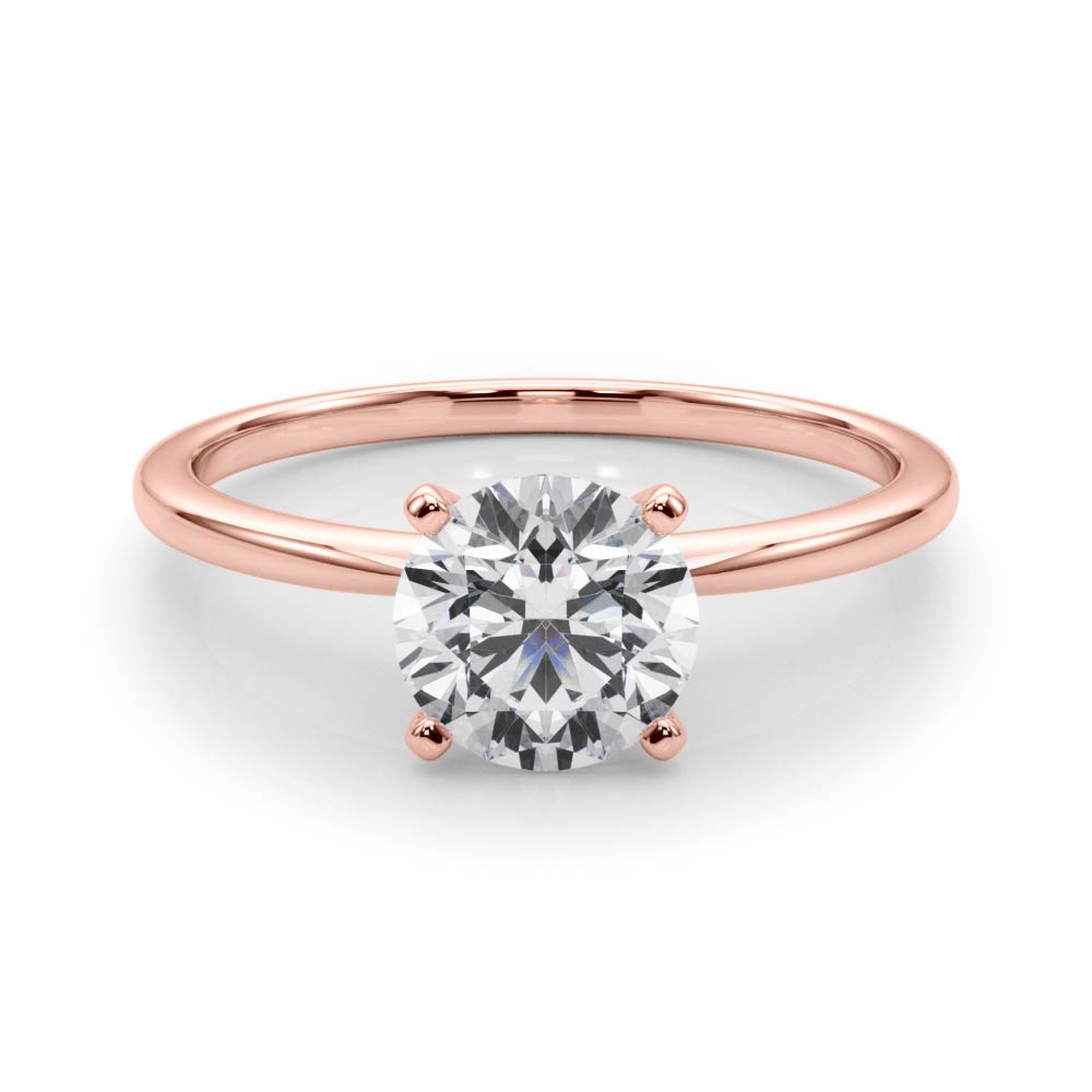 LUMEO Round Solitaire Diamond Engagement Ring Set in 18k Solid Rose Gold 