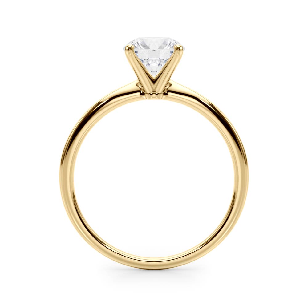 LUMEO Round Solitaire Diamond Engagement Ring Side View in 18k Solid Yellow Gold 