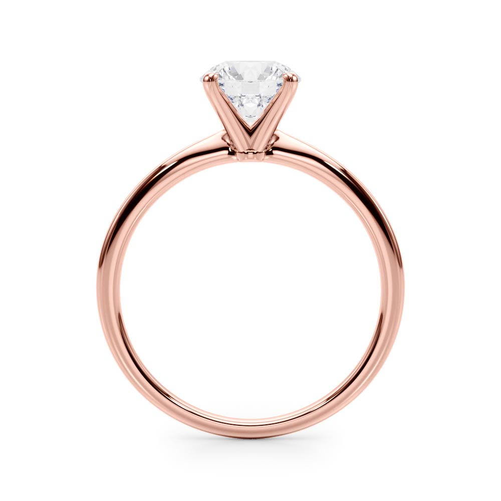 LUMEO Round Solitaire Diamond Engagement Ring Side View in 18k Solid Rose Gold 