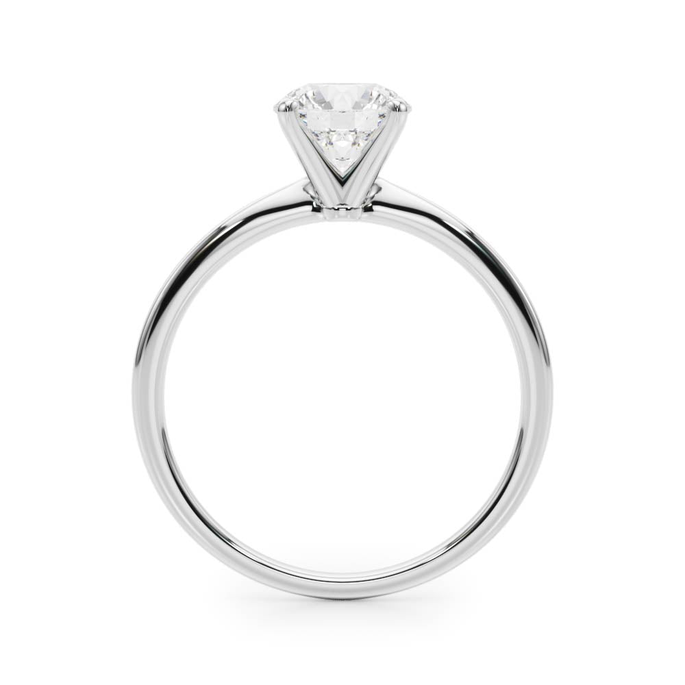 LUMEO Round Solitaire Diamond Engagement Ring Side View in Platinum 