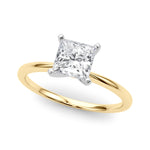 LUMEO Princess Solitaire Diamond Engagement Ring Front View in 18k Solid Yellow Gold 