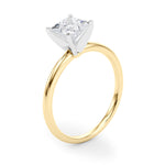 LUMEO Princess Solitaire Diamond Engagement Ring Angle View in 18k Solid Yellow Gold 