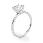 LUMEO Princess Solitaire Diamond Engagement Ring Angle View in Platinum 