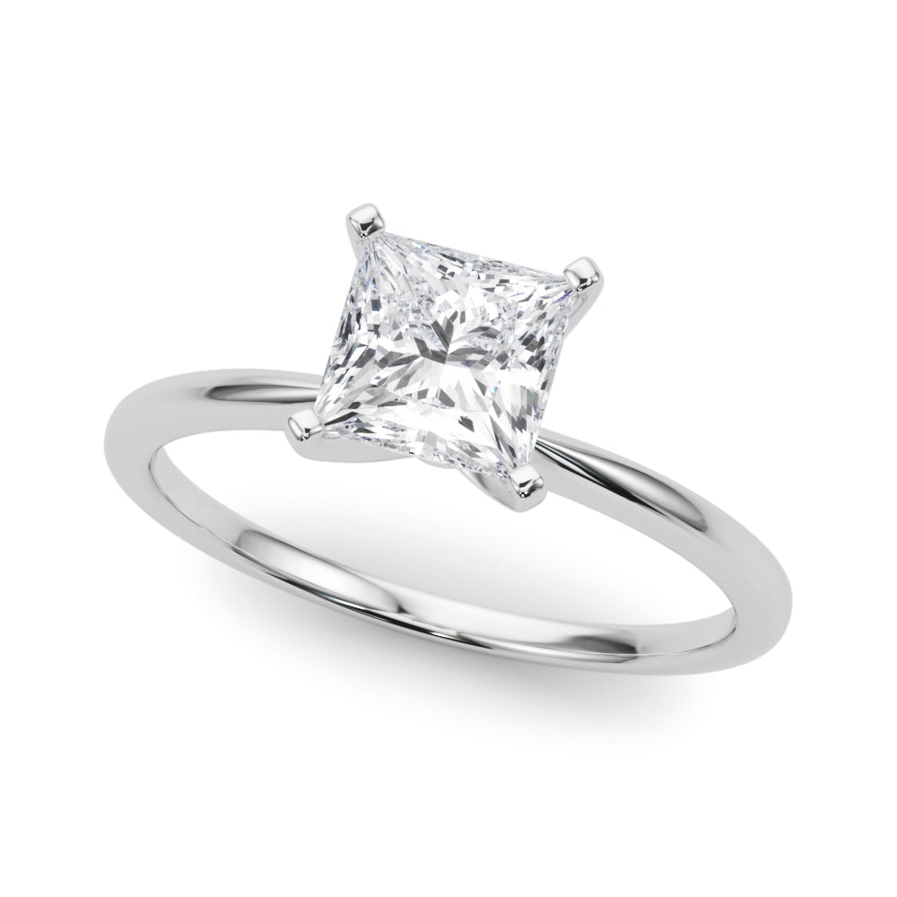 LUMEO Princess Solitaire Diamond Engagement Ring Front View in Platinum #platinum