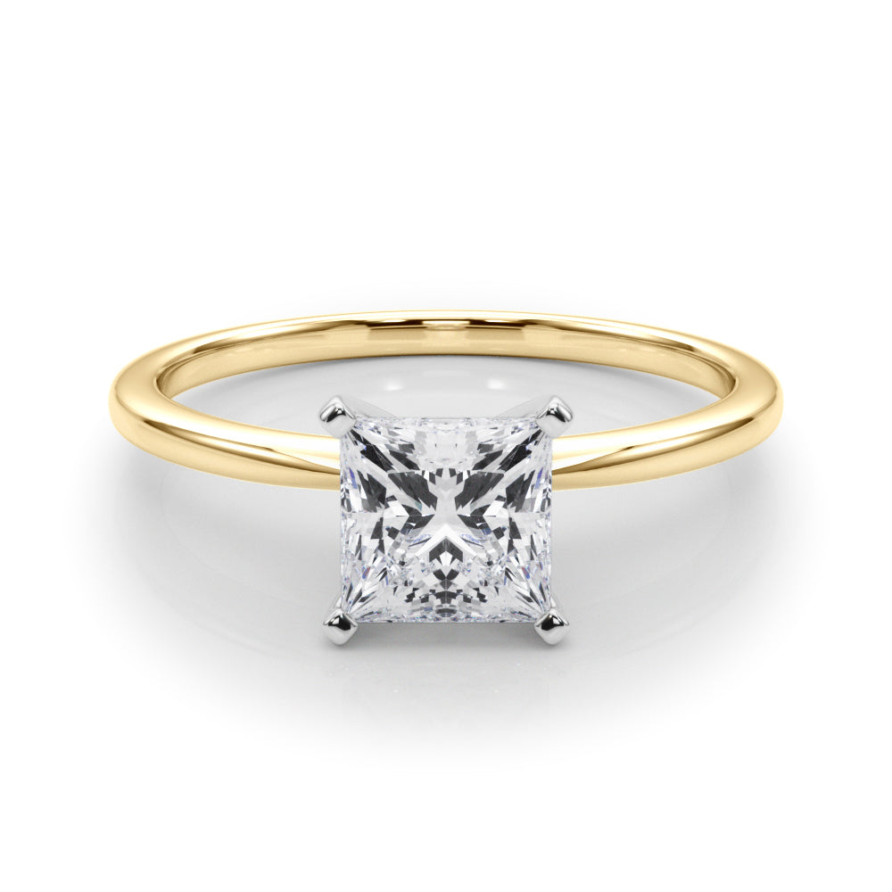 LUMEO Princess Solitaire Diamond Engagement Ring Set in 18k Solid Yellow Gold 