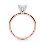 LUMEO Princess Solitaire Diamond Engagement Ring Side View in 18k Solid Rose Gold 