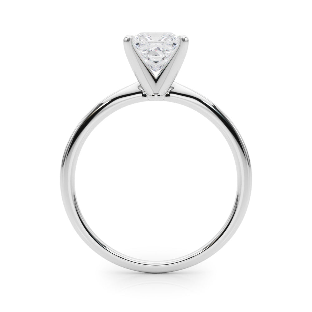LUMEO Princess Solitaire Diamond Engagement Ring Side View in Platinum 