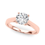 LUMEO Round Solitaire Diamond Engagement Ring Front View in 18k Solid Rose Gold 