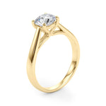 LUMEO Round Solitaire Diamond Engagement Ring Angle View in 18k Solid Yellow Gold 