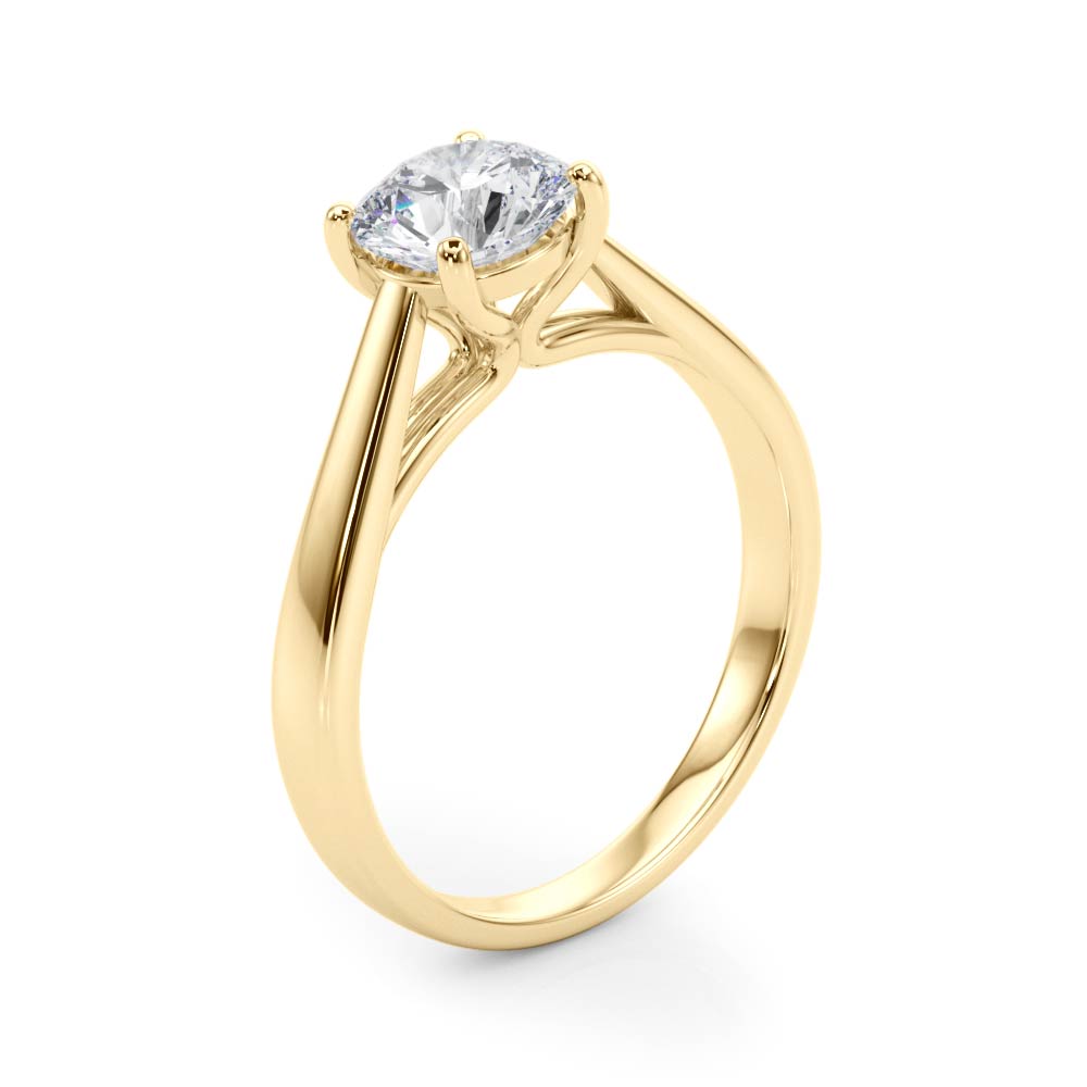 LUMEO Round Solitaire Diamond Engagement Ring Angle View in 18k Solid Yellow Gold 
