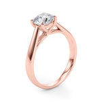 LUMEO Round Solitaire Diamond Engagement Ring Angle View in 18k Solid Rose Gold 