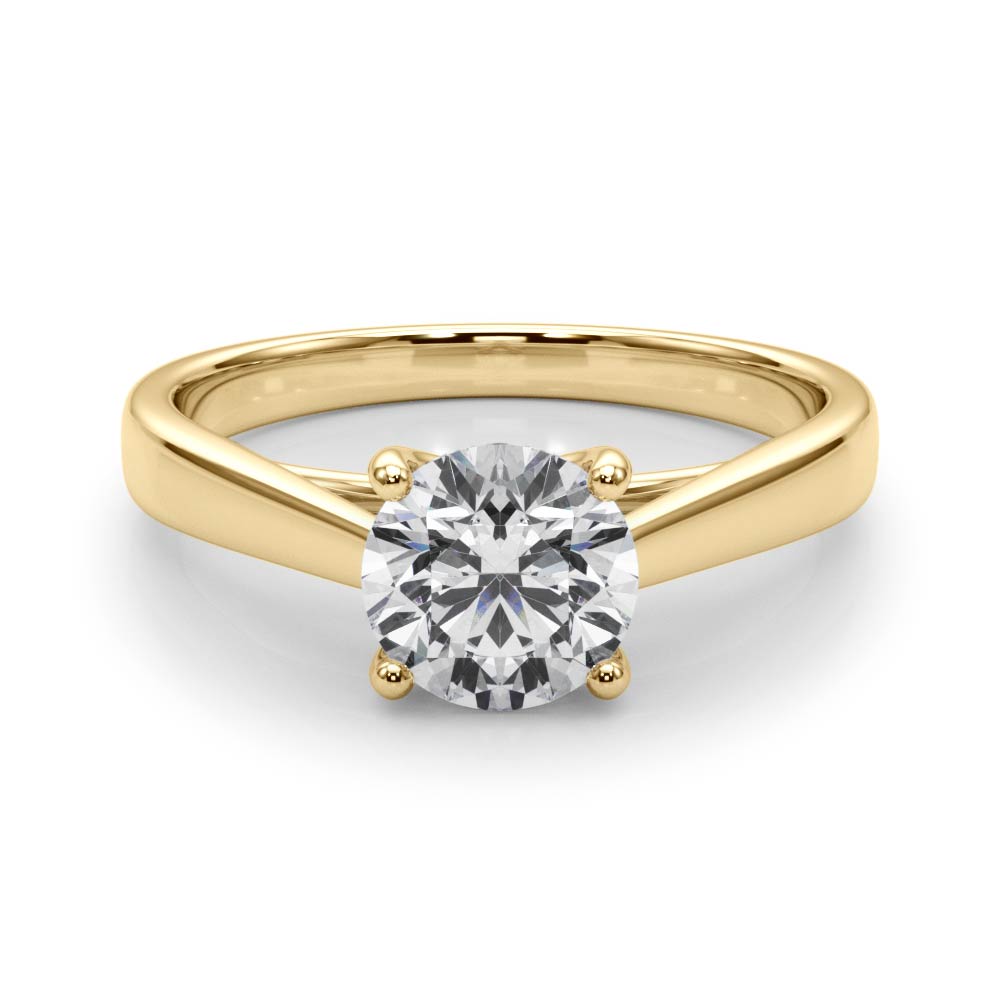LUMEO Round Solitaire Diamond Engagement Ring Set in 18k Solid Yellow Gold 