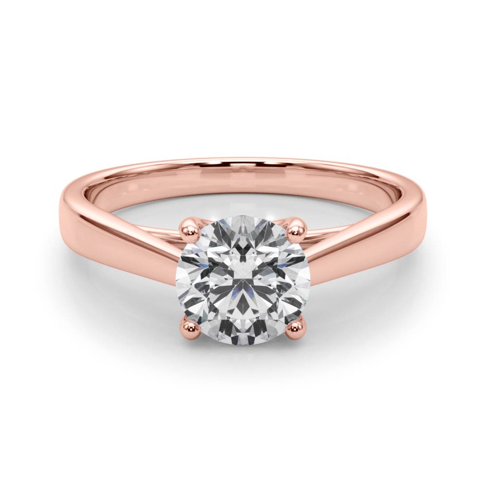 LUMEO Round Solitaire Diamond Engagement Ring Set in 18k Solid Rose Gold 