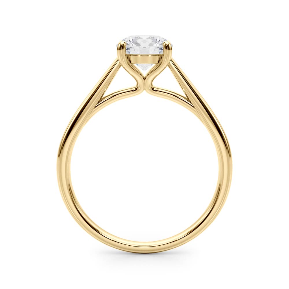LUMEO Round Solitaire Diamond Engagement Ring Side View in 18k Solid Yellow Gold 