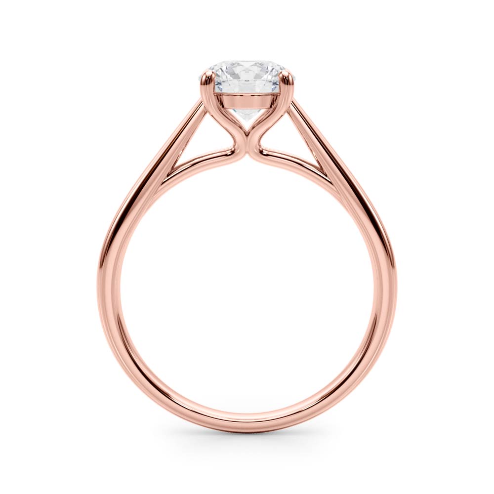 LUMEO Round Solitaire Diamond Engagement Ring Side View in 18k Solid Rose Gold 