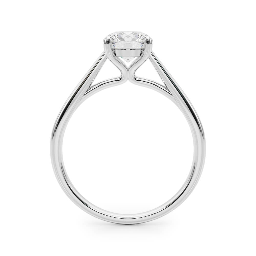 LUMEO Round Solitaire Diamond Engagement Ring Side View in Platinum 