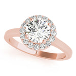 LUMEO Round Halo Diamond Engagement Ring Front View in 18k Solid Rose Gold 