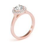 LUMEO Round Halo Diamond Engagement Ring Angle View in 18k Solid Rose Gold 