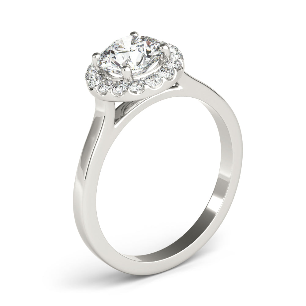 LUMEO Round Halo Diamond Engagement Ring Angle View in Platinum 