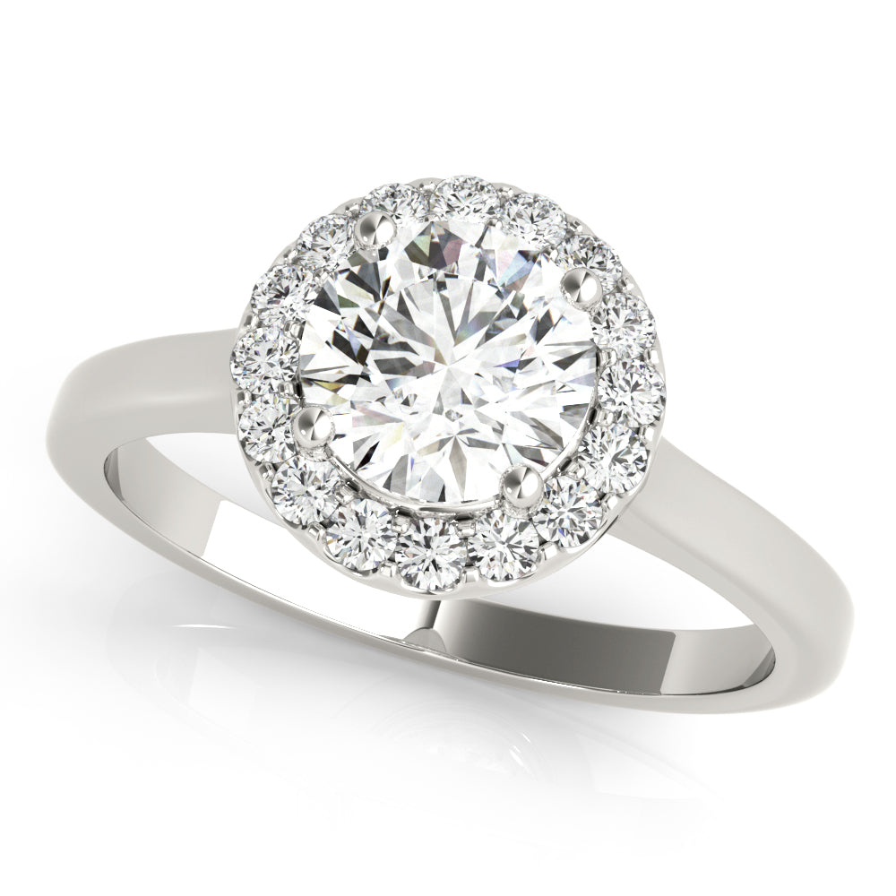 LUMEO Round Halo Diamond Engagement Ring Front View in Platinum 