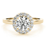 LUMEO Round Halo Diamond Engagement Ring Set in 18k Solid Yellow Gold 