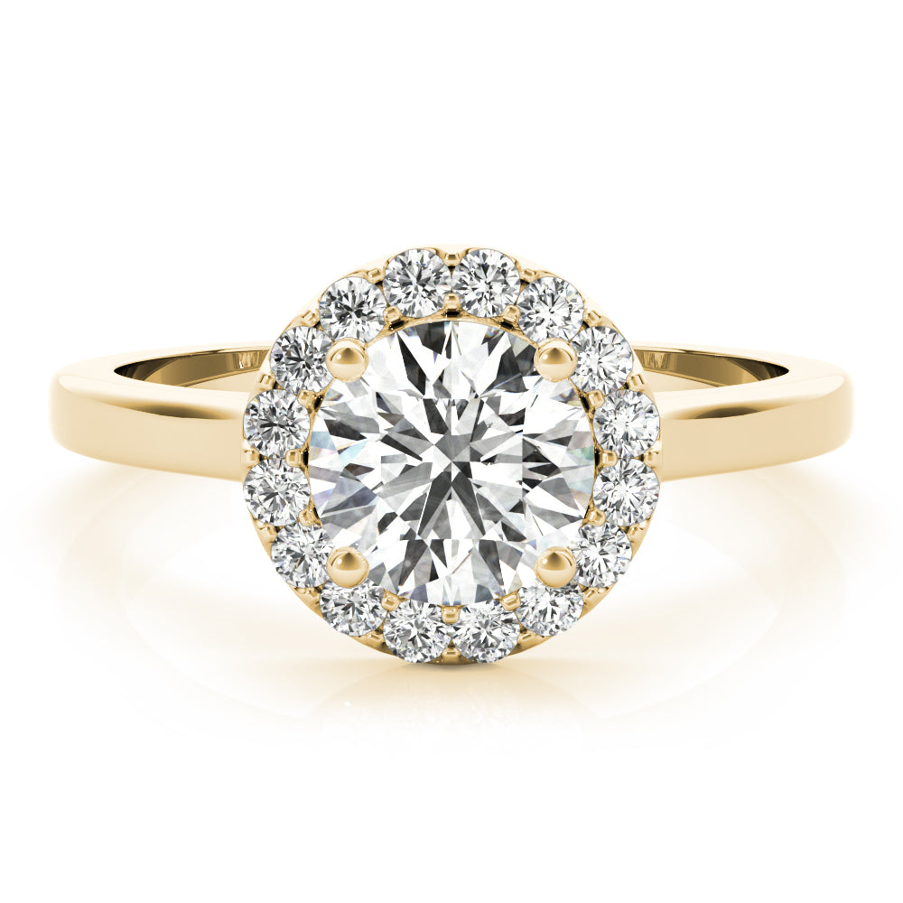 LUMEO Round Halo Diamond Engagement Ring Set in 18k Solid Yellow Gold 