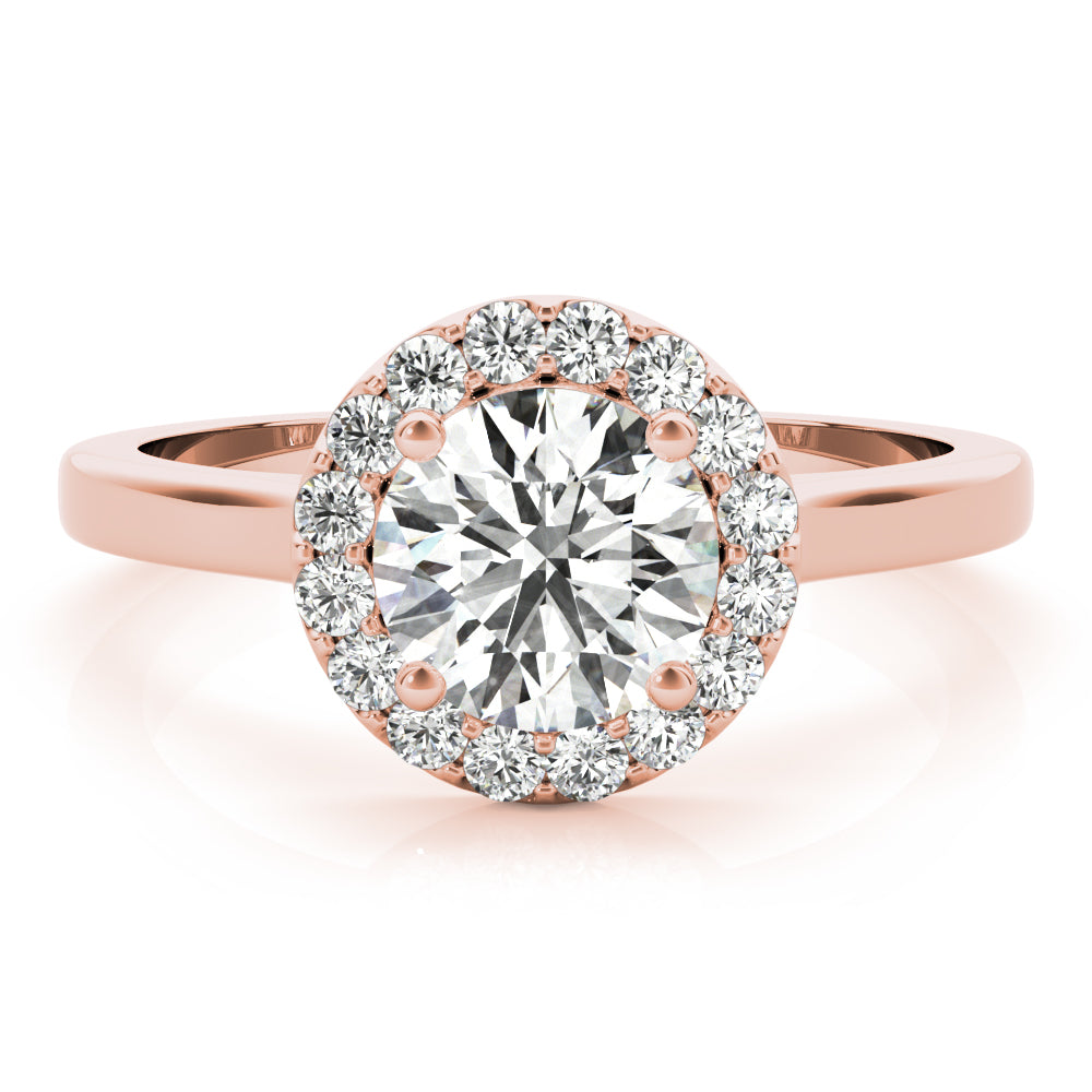 LUMEO Round Halo Diamond Engagement Ring Set in 18k Solid Rose Gold 