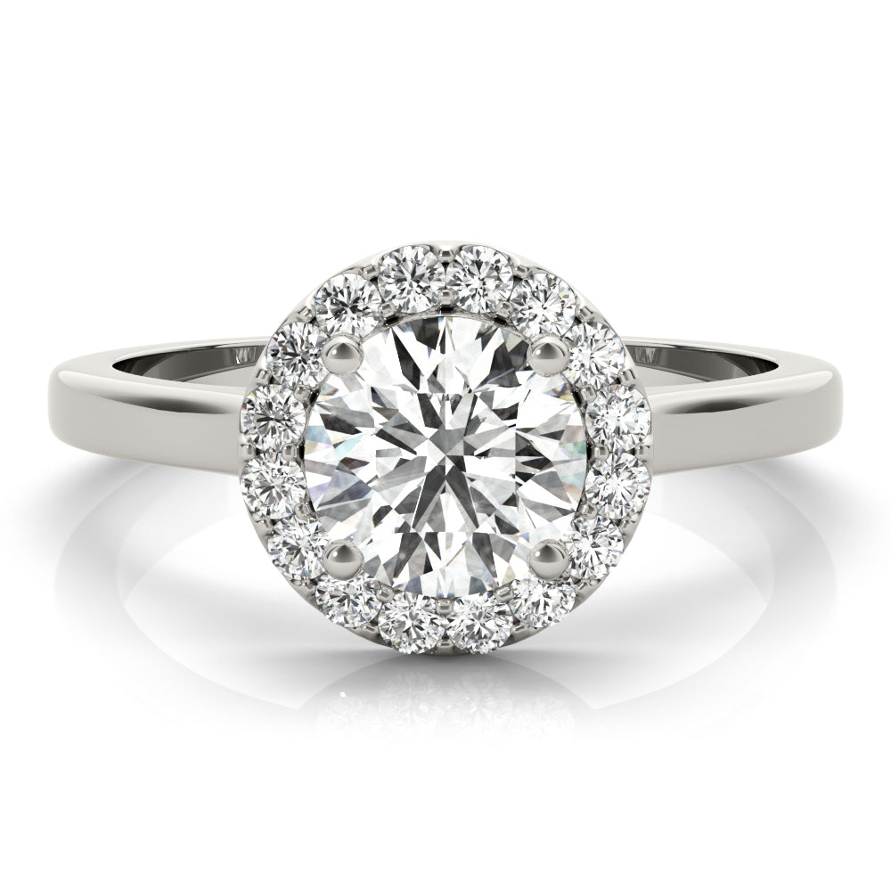 LUMEO Round Halo Diamond Engagement Ring Set in Platinum 