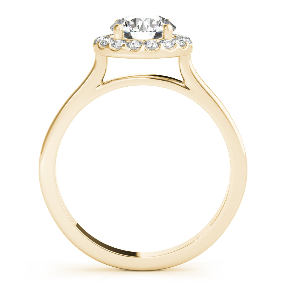 LUMEO Round Halo Diamond Engagement Ring Side View in 18k Solid Yellow Gold 