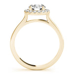 LUMEO Round Halo Diamond Engagement Ring Side View in 18k Solid Yellow Gold 