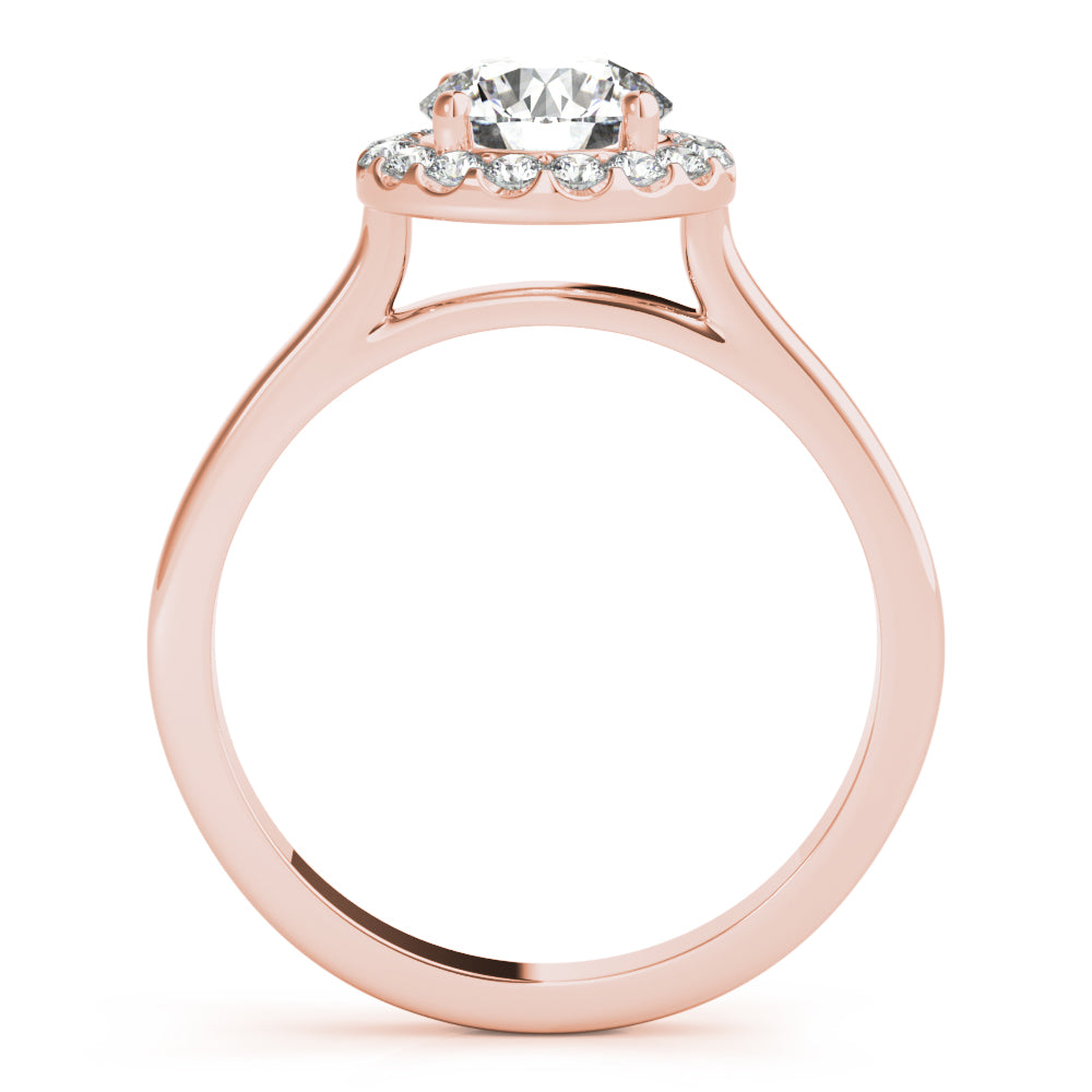 LUMEO Round Halo Diamond Engagement Ring Side View in 18k Solid Rose Gold 
