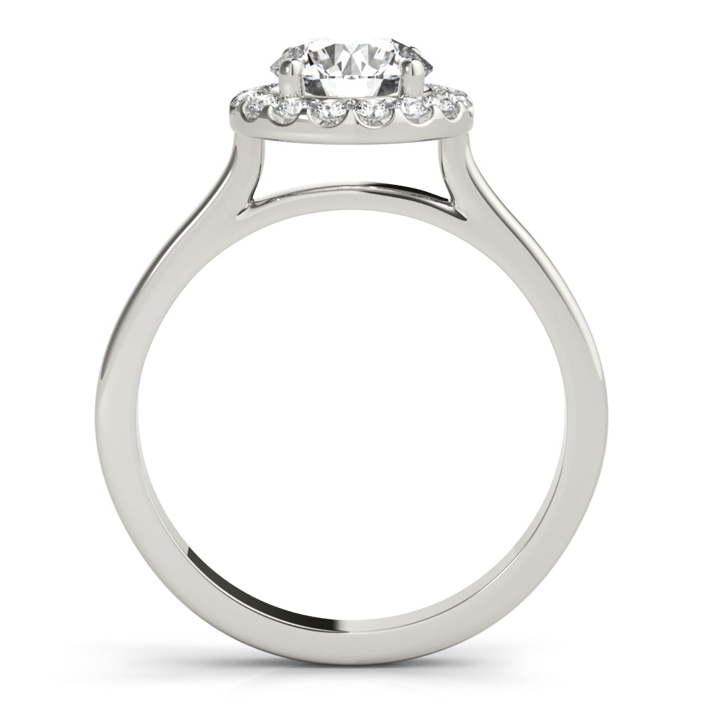 LUMEO Round Halo Diamond Engagement Ring Side View in Platinum 