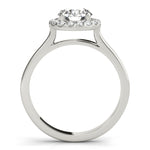 LUMEO Round Halo Diamond Engagement Ring Side View in Platinum 