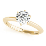 LUMEO Round Solitaire Diamond Engagement Ring Front View in 18k Solid Yellow Gold 
