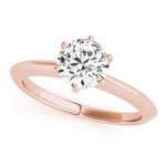 LUMEO Round Solitaire Diamond Engagement Ring Front View in 18k Solid Rose Gold 