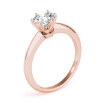 LUMEO Round Solitaire Diamond Engagement Ring Angle View in 18k Solid Rose Gold 