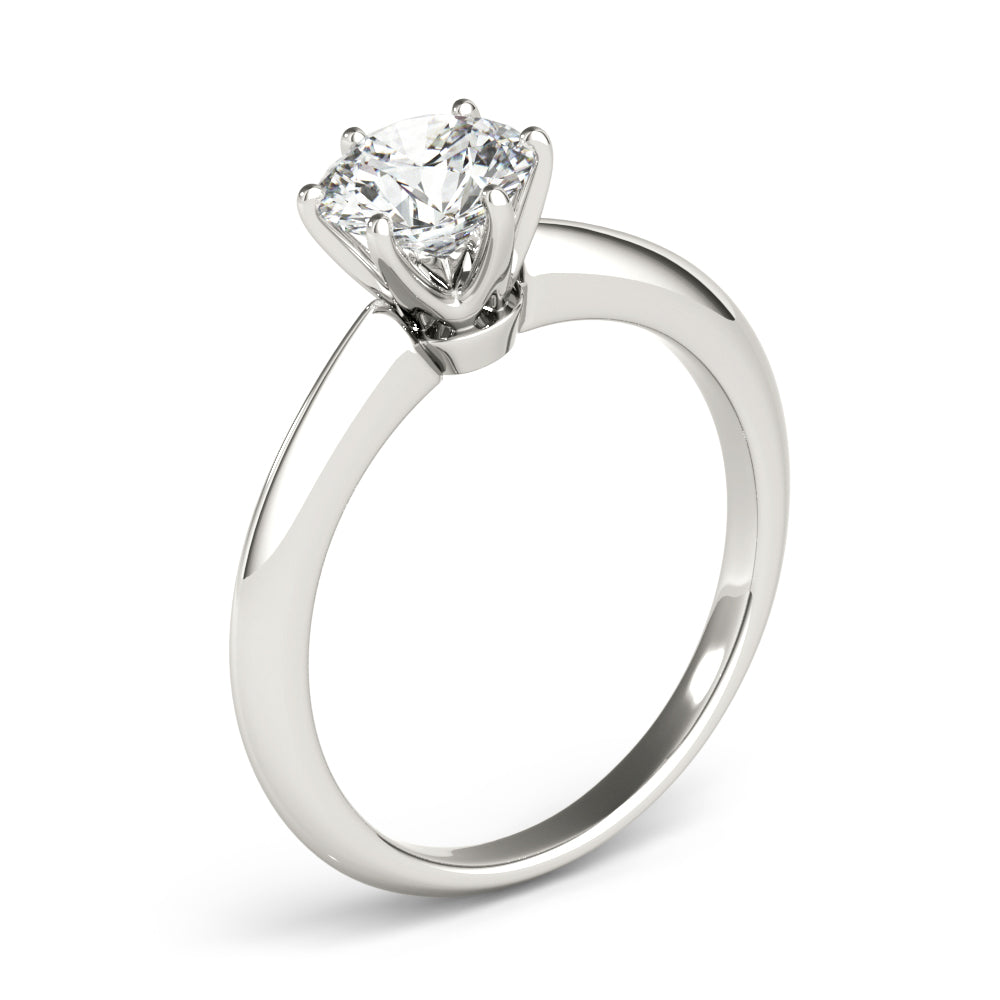 LUMEO Round Solitaire Diamond Engagement Ring Angle View in Platinum 