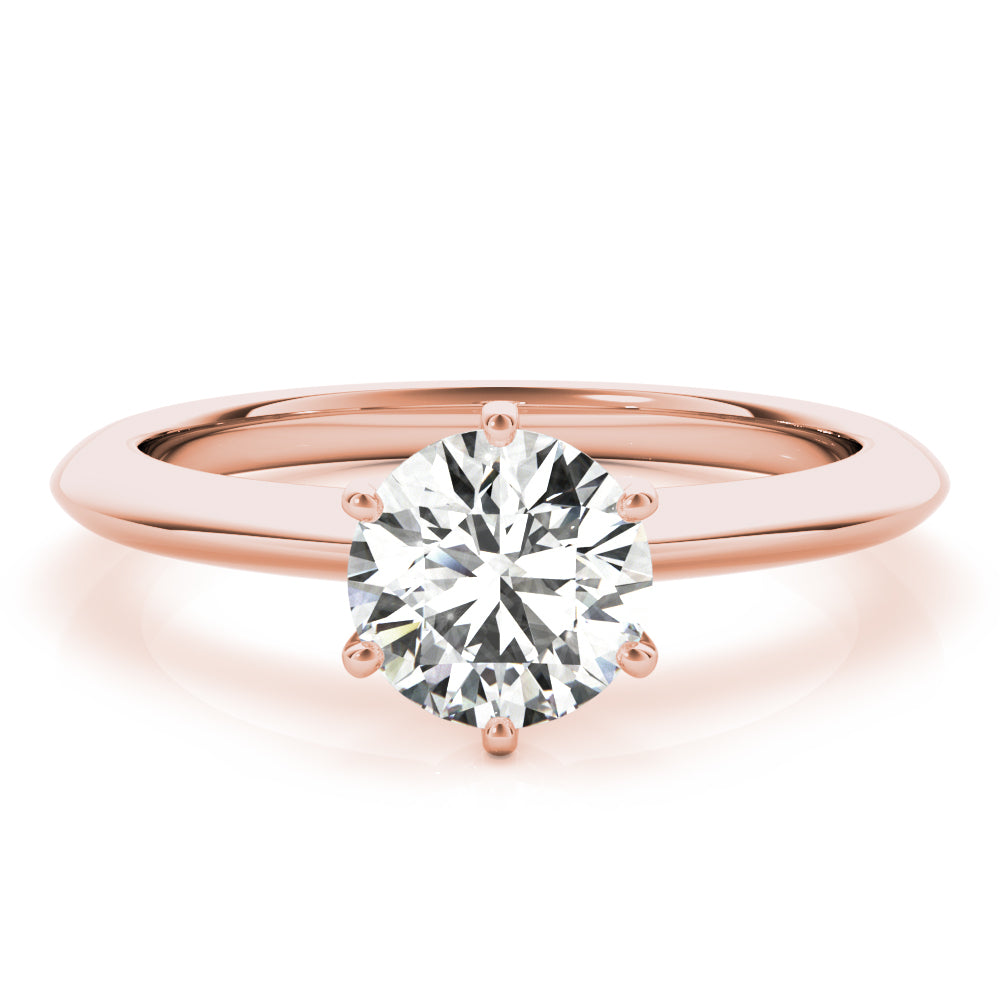 LUMEO Round Solitaire Diamond Engagement Ring Set in 18k Solid Rose Gold 