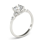 LUMEO Round Three Stone Diamond Engagement Ring Angle View in Platinum 