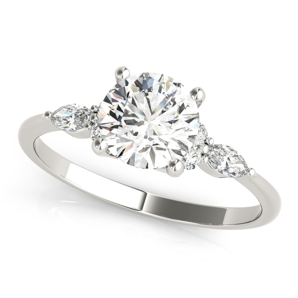 LUMEO Round Three Stone Diamond Engagement Ring Front View in Platinum 